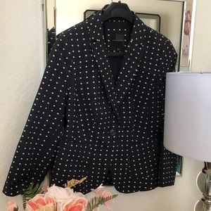 The Limited navy blue polka dot blazer 3/4 sleeves